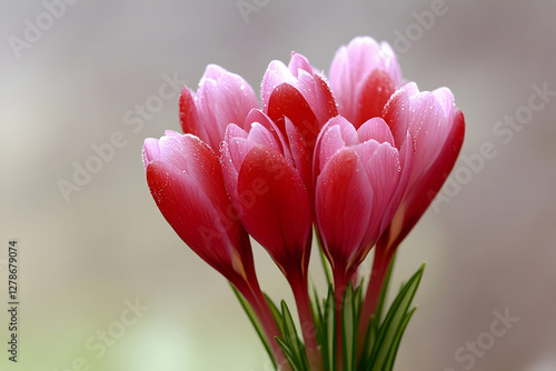 Red Crocus Flowers Macro Ph...