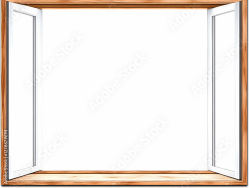 Open Wooden Window Frame Il...
