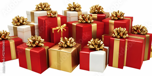3D Render Red Gold Gift Box...