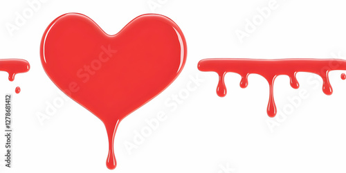Red Heart Dripping Paint 3D...