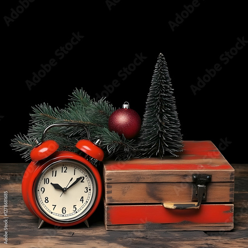 Red Alarm Clock, Christmas ...