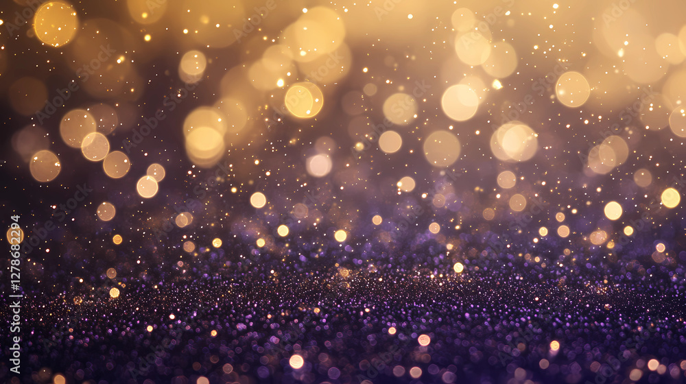 Gold and dark violet Fireworks and bokeh in New Year eve and copy space. Abstract background holiday Gold and dark violet Fireworks and bokeh in New Year eve and copy space. Abstract background holiday