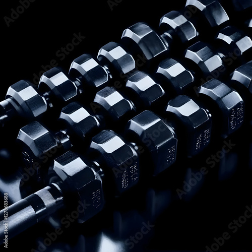 Dark Metal Dumbbells 3D Ill...
