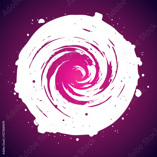 Abstract White Paint Swirl on Dark Pink Background Creating a Dynamic Energy Explosion Effect
