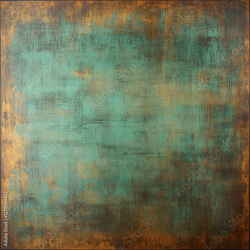 Teal and Gold Abstract Text...
