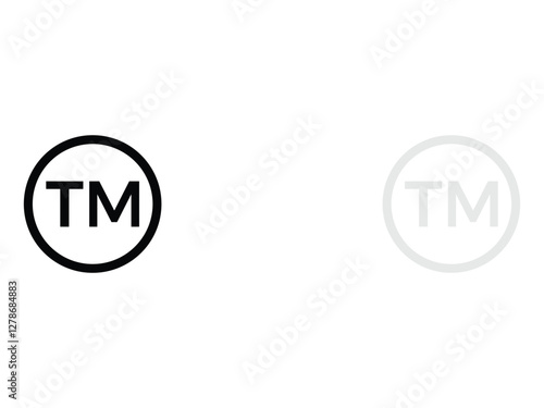 editable vector black and white TM symbol trademark symbol design illustration isolated on transparent background