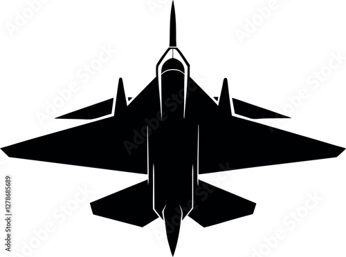 Minimalist Black Fighter Jet Silhouette Vector Illustration | Simple Airplane Icon for Aviation, Military, and Aeronautics Design Elements