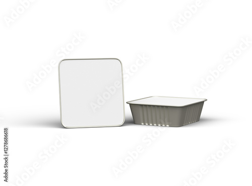 Wallpaper Mural 3d rendered image of a deep square food foil tray isolated on a transparent background Torontodigital.ca