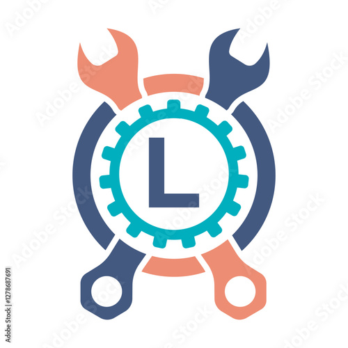 Initial Wrench Logo Combine With Letter L Vector Template