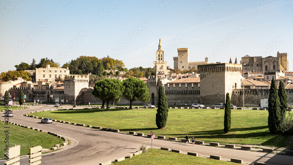 Fototapeta premium The Medieval part of Avignon in France with the city wall and its landmarks