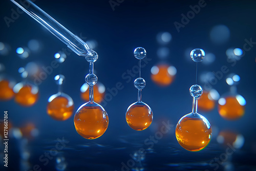 3D Render Liquid Droplets A...