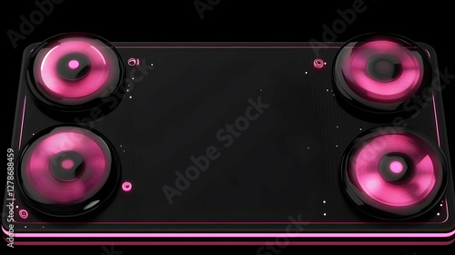 Pink Neon 3D Speaker Illust...