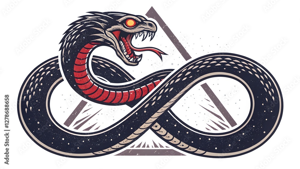 Hand drawn snake coiled a loop gothic style st Hand drawn snake coiled a loop gothic style st