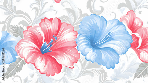 Floral Illustration: Pink a...