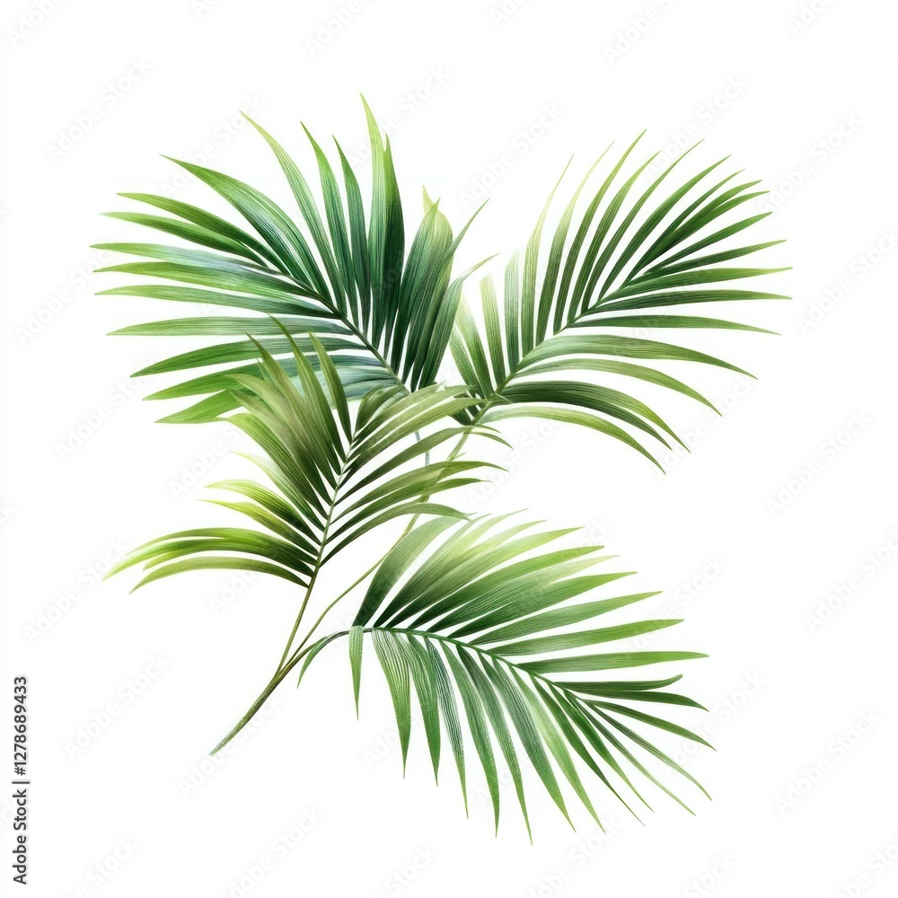 Tropical Palm Leaves Against White Background. Possible Use Digital Design, Print Design Tropical Palm Leaves Against White Background. Possible Use Digital Design, Print Design