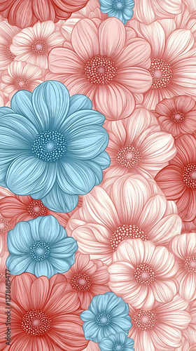 Floral Illustration: Pink a...