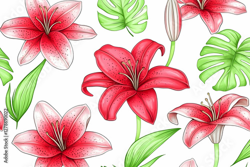 Vibrant Lily and Monstera I...