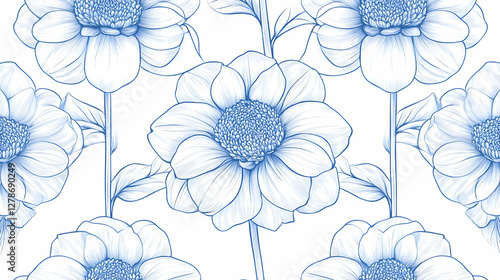 Blue Flower Illustration Se...