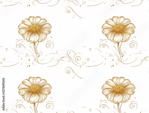Golden Floral Illustration ...