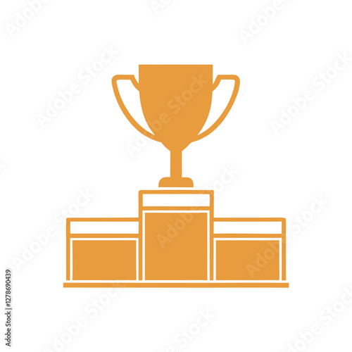 Award Trophy Podium Vector Icon for Achievements.