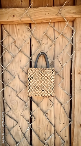 Woven Basket on Wooden Wall...