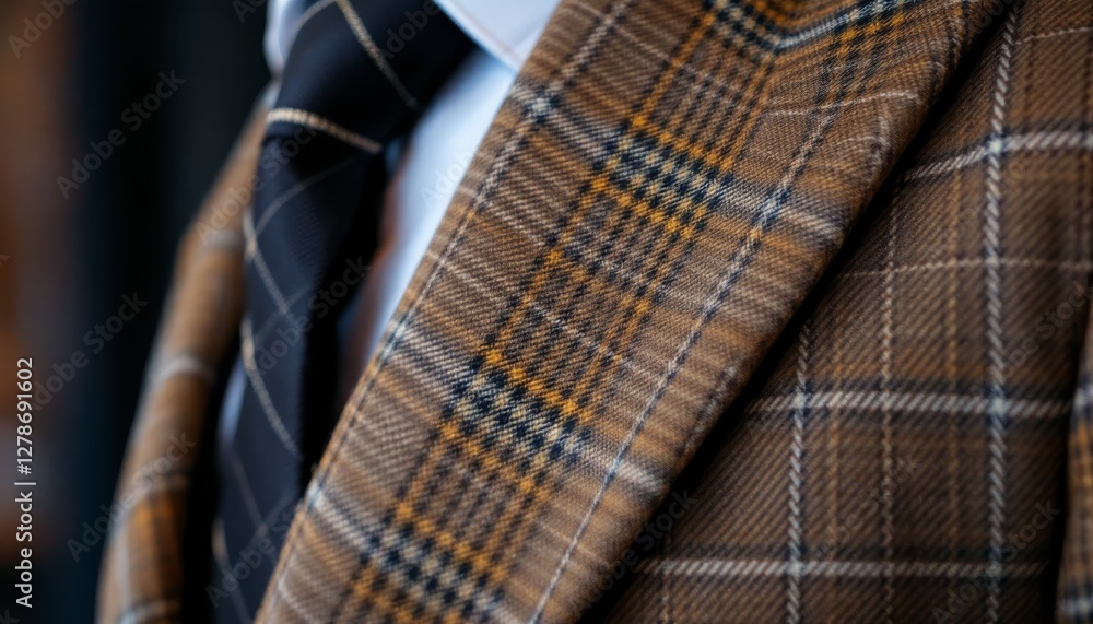 Stylish suit fabric close-up, trendy fashion setting Stylish suit fabric close-up, trendy fashion setting