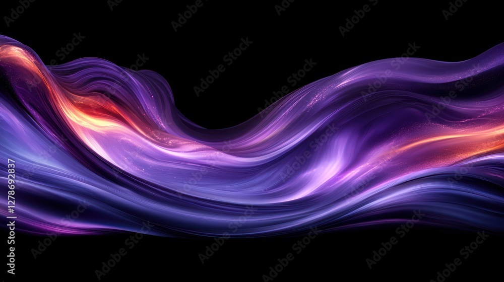 Obraz premium Abstract purple wave, dark background, digital art, website header