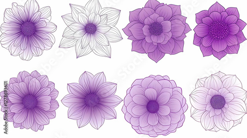 Purple Dahlia Flower Illust...
