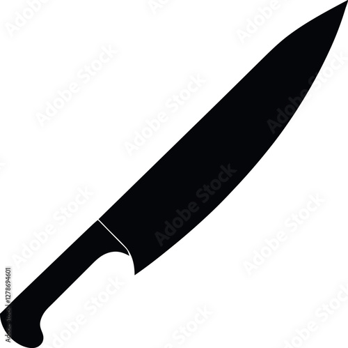 Minimalist Black Knife Silhouette Vector Illustration | Simple Icon for Cutting, Cooking, Hunting, Survival, and Weapon Design Elements
