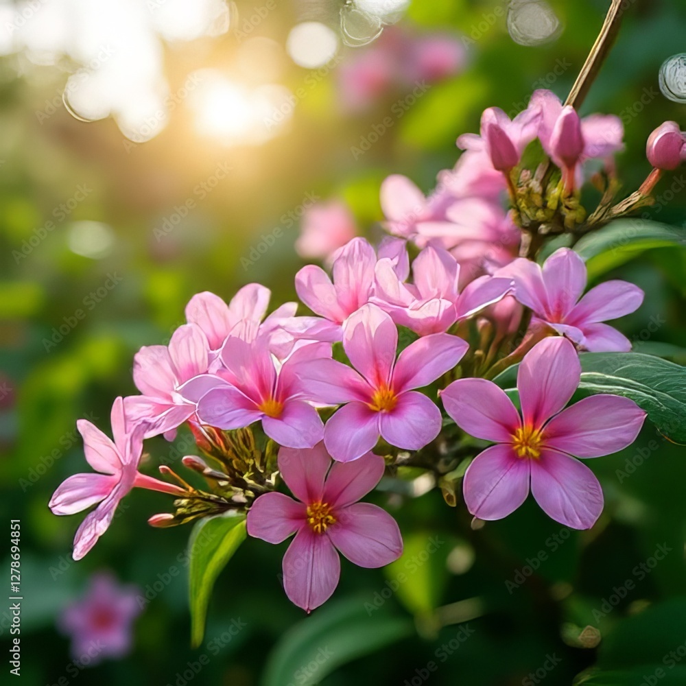 Beautiful Pink Flowers in Sunlight - Close Up Floral Image Beautiful Pink Flowers in Sunlight - Close Up Floral Image