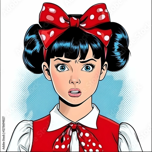 Surprised Girl Pop Art Illu...
