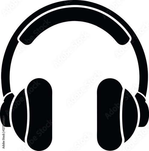 Minimalist Black Headphone Silhouette Vector Illustration | Simple Icon for Music, Audio, Sound, DJ, Gaming, Podcast, Studio, Entertainment, and Technology Design Elements