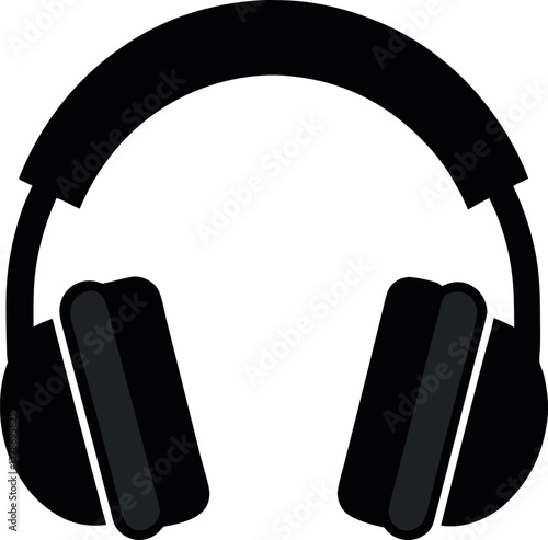 Minimalist Black Headphone Silhouette Vector Illustration | Simple Icon for Music, Audio, Sound, DJ, Gaming, Podcast, Studio, Entertainment, and Technology Design Elements