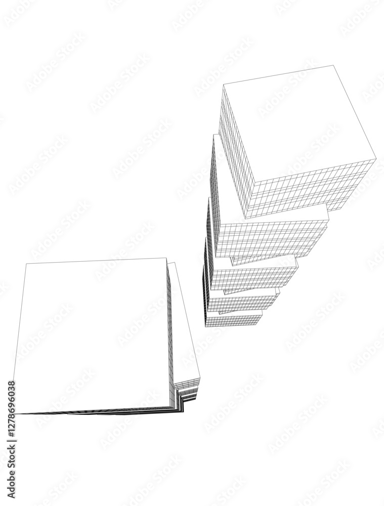 Futuristic Urban Wireframe. Geometric High-Rise Concepts Futuristic Urban Wireframe. Geometric High-Rise Concepts