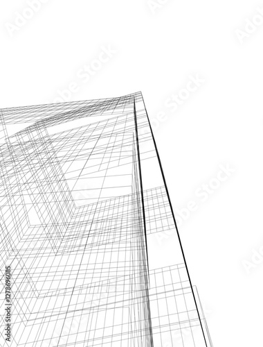 Futuristic Urban Wireframe. Geometric High-Rise Concepts