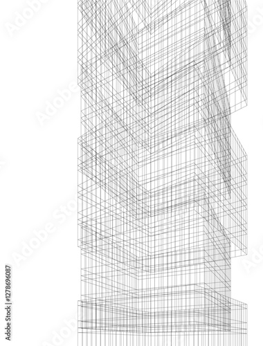 Futuristic Urban Wireframe. Geometric High-Rise Concepts