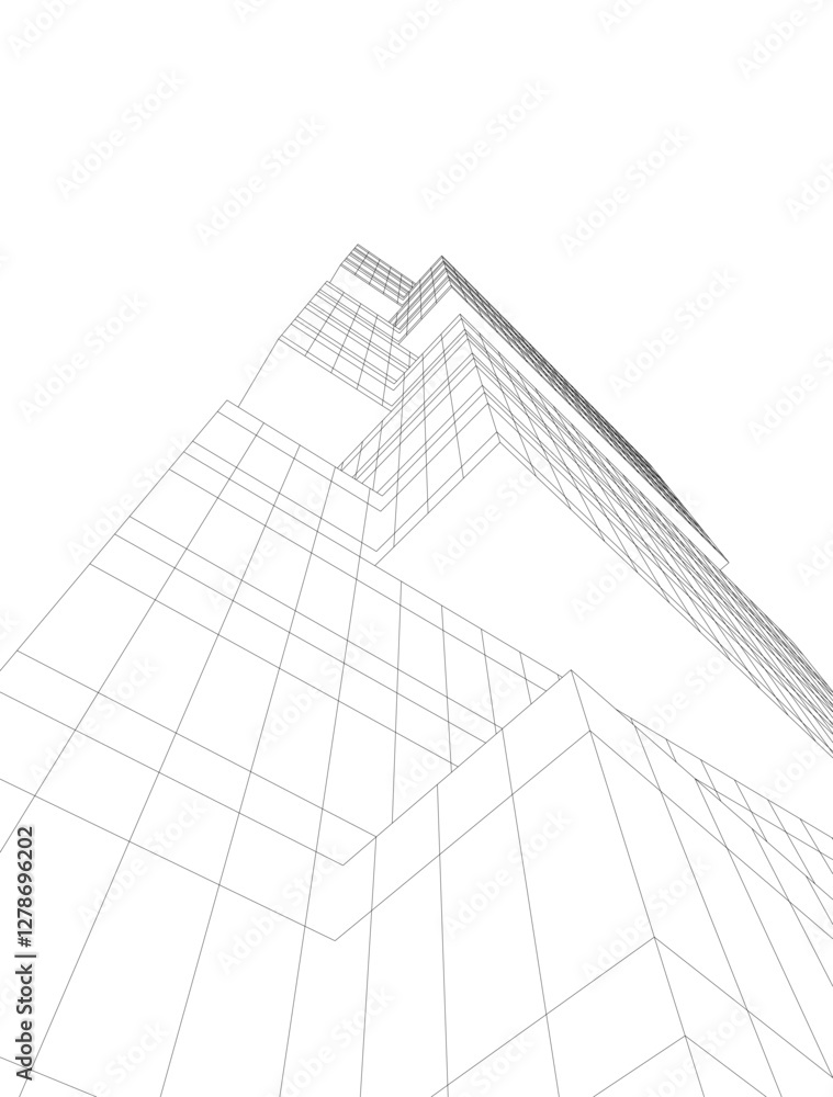 Fototapeta premium Futuristic Urban Wireframe. Geometric High-Rise Concepts