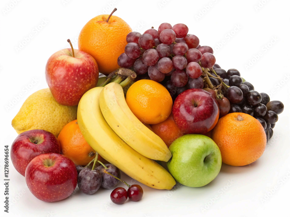 Close-up shot of various fruits, highlighting their juicy appearance and freshness, ready to be enjoyed Close-up shot of various fruits, highlighting their juicy appearance and freshness, ready to be enjoyed