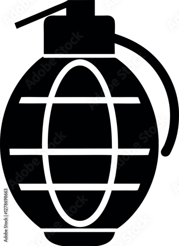 Minimalist Black Grenade Silhouette Vector Illustration | Simple Explosive Icon for Military, War, Tactical, Combat, Weapon, Security, Danger, Warfare, Army, and Battle Design Elements