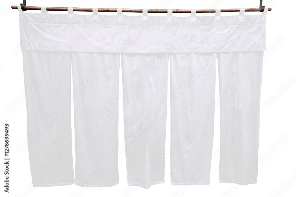 white vertical fabric Japanese style door and window flag with waving texture isoalate white background