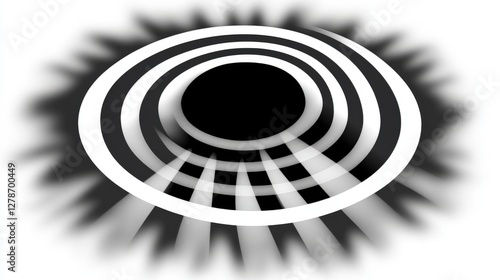 Abstract Design Featuring Distorted Gray Patterns with Swirling Fog and Circular Motifs