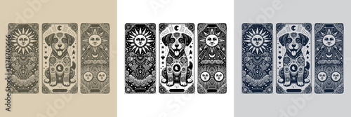 gothic dog vector playing card tattoo design