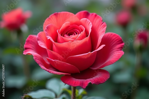 Wallpaper Mural Close-up of a vibrant red rose with delicate petals Torontodigital.ca