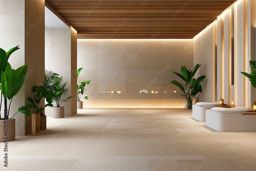 Fototapeta premium Warm spa setting with candles and towels