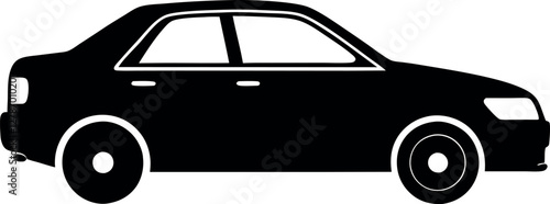 Minimalist Black Car Silhouette Vector Illustration | Simple Vehicle Icon for Transportation, Auto, Driving, Travel, Road, Speed, Sedan, Car Design, Motion, and Modern Design Elements