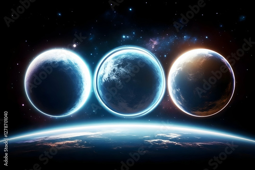 Cosmic Trio Space Illustration