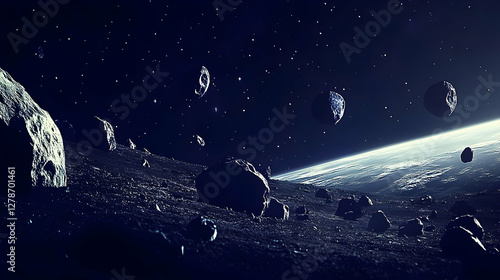 Asteroid Field Digital Illu...