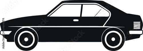 Minimalist Black Car Silhouette Vector Illustration | Simple Vehicle Icon for Transportation, Auto, Driving, Travel, Road, Speed, Sedan, Car Design, Motion, and Modern Design Elements