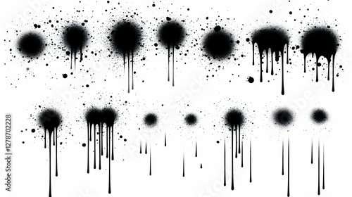 Black Ink Spray Drips Background Illustration