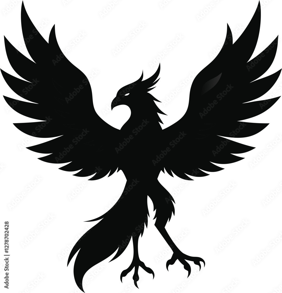 Obraz premium Black Phoenix Silhouette vector illustration